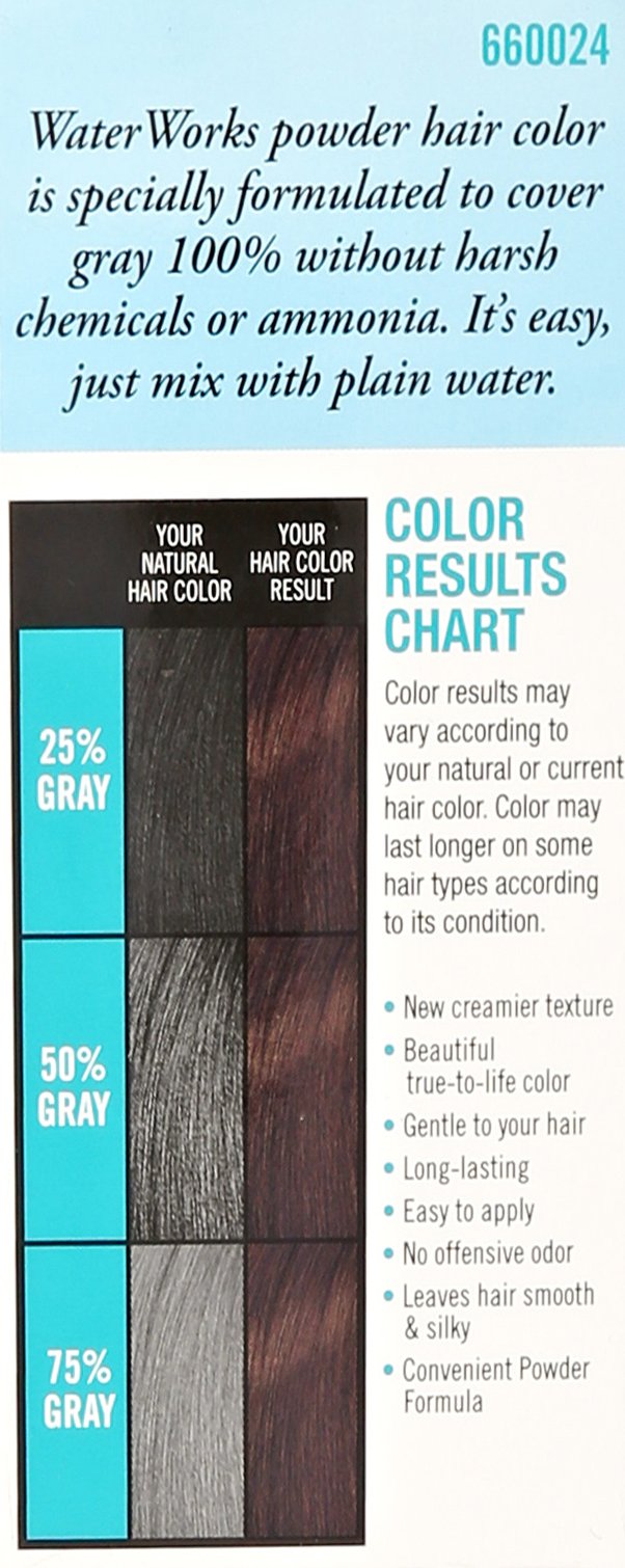 Waterworks Permanent Powder Hair Color #24 Natural Medium Brown - Long-Lasting, Easy Application for Home or Salon Use