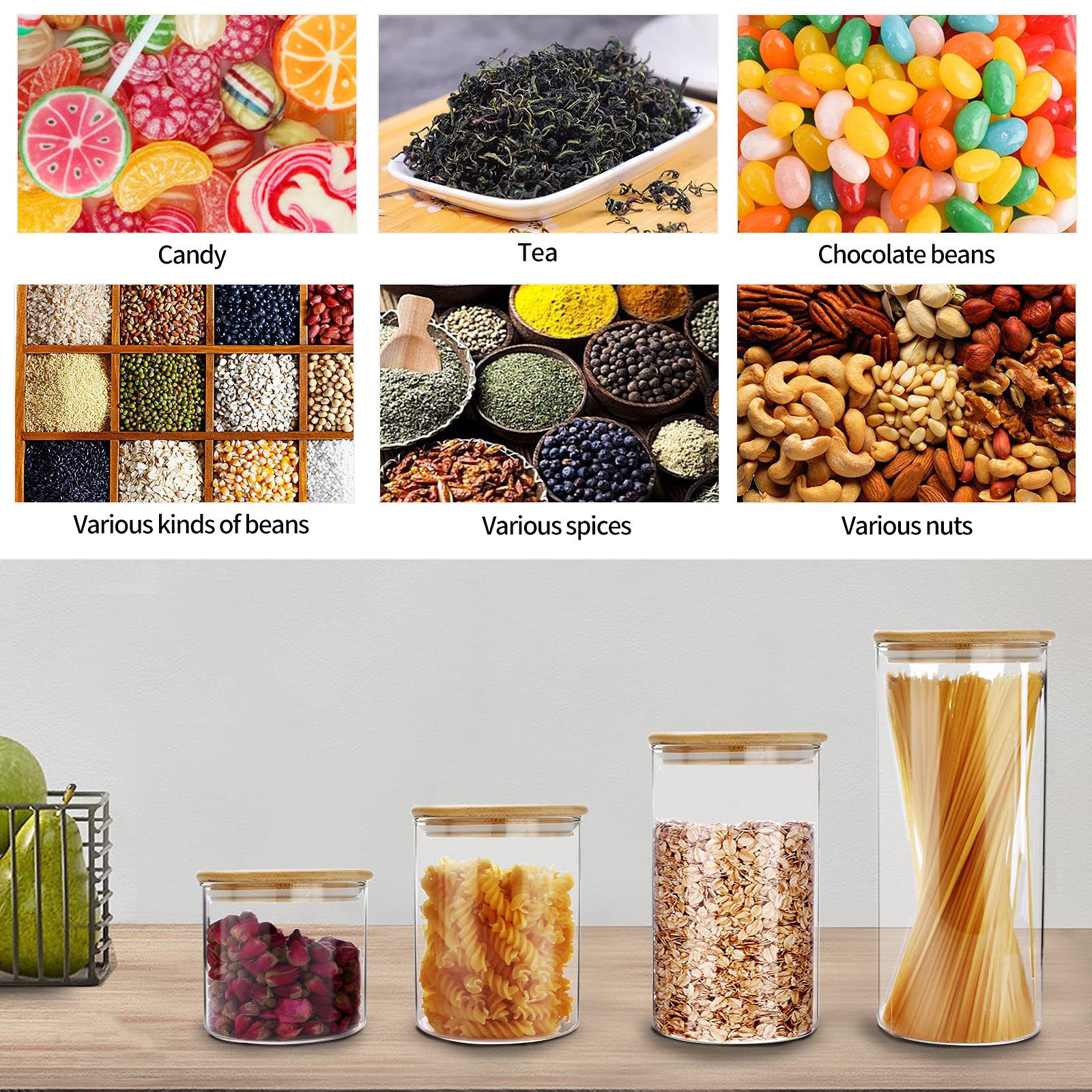 SIXAQUAE 1000ml Glass Food Storage Containers with Stainless Steel Lids - 2 Pack Airtight Canister Set, Stackable Kitchen Organization for Pantry, Spices, Dry Goods, Baking Supplies & Meal Prep