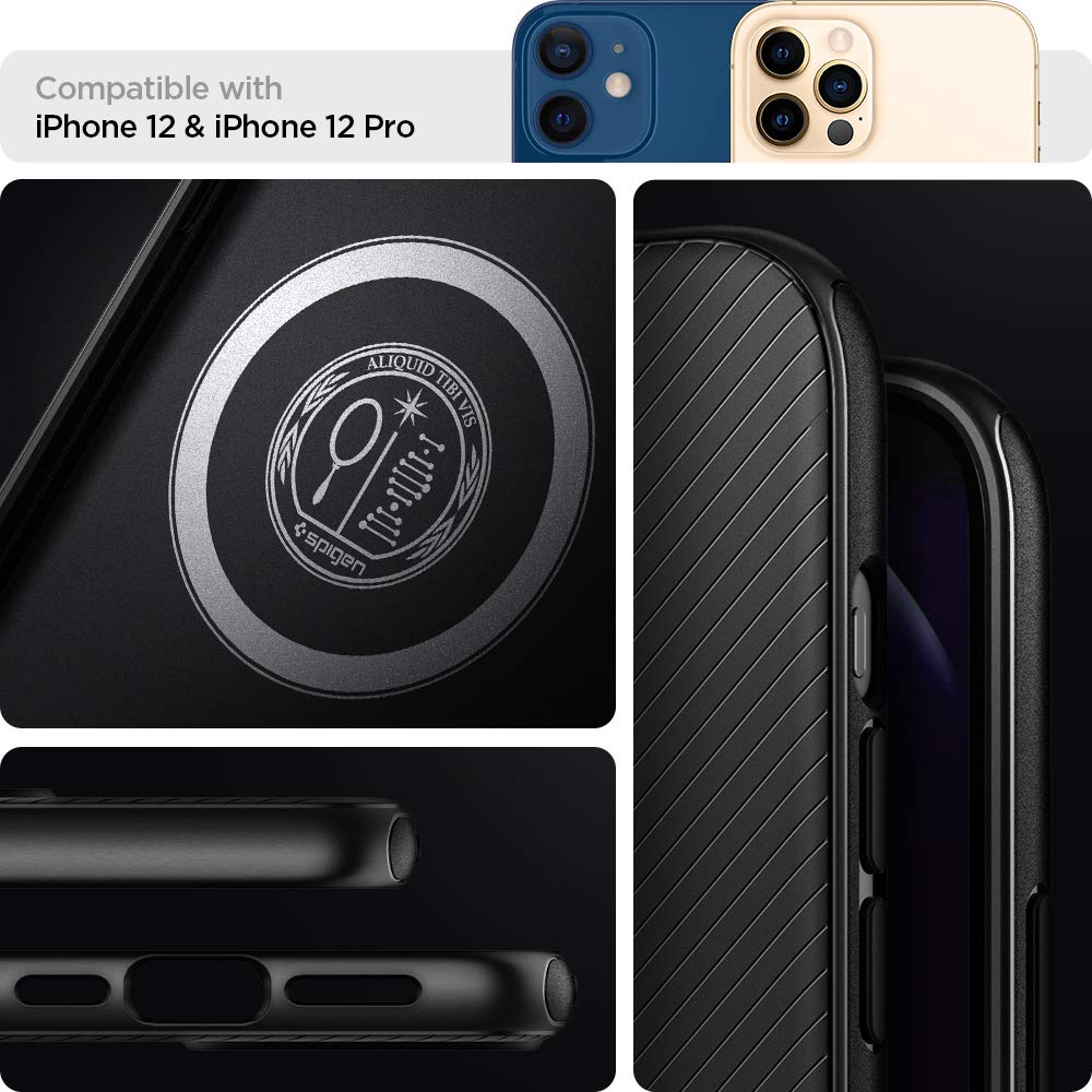 Spigen Mag Armor Case for iPhone 12 & iPhone 12 Pro (2020) - Magsafe Compatible, Matte Black | Slim Protective Cover for Everyday Use, Work & Travel
