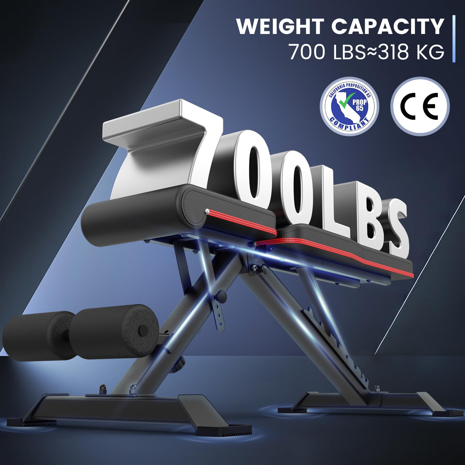 PASYOU Adjustable Weight Bench for Full Body Workout - Foldable Multi-Purpose Home Gym Equipment with Incline & Decline Settings - Perfect for Strength Training, Cardio, and Home Fitness Routines