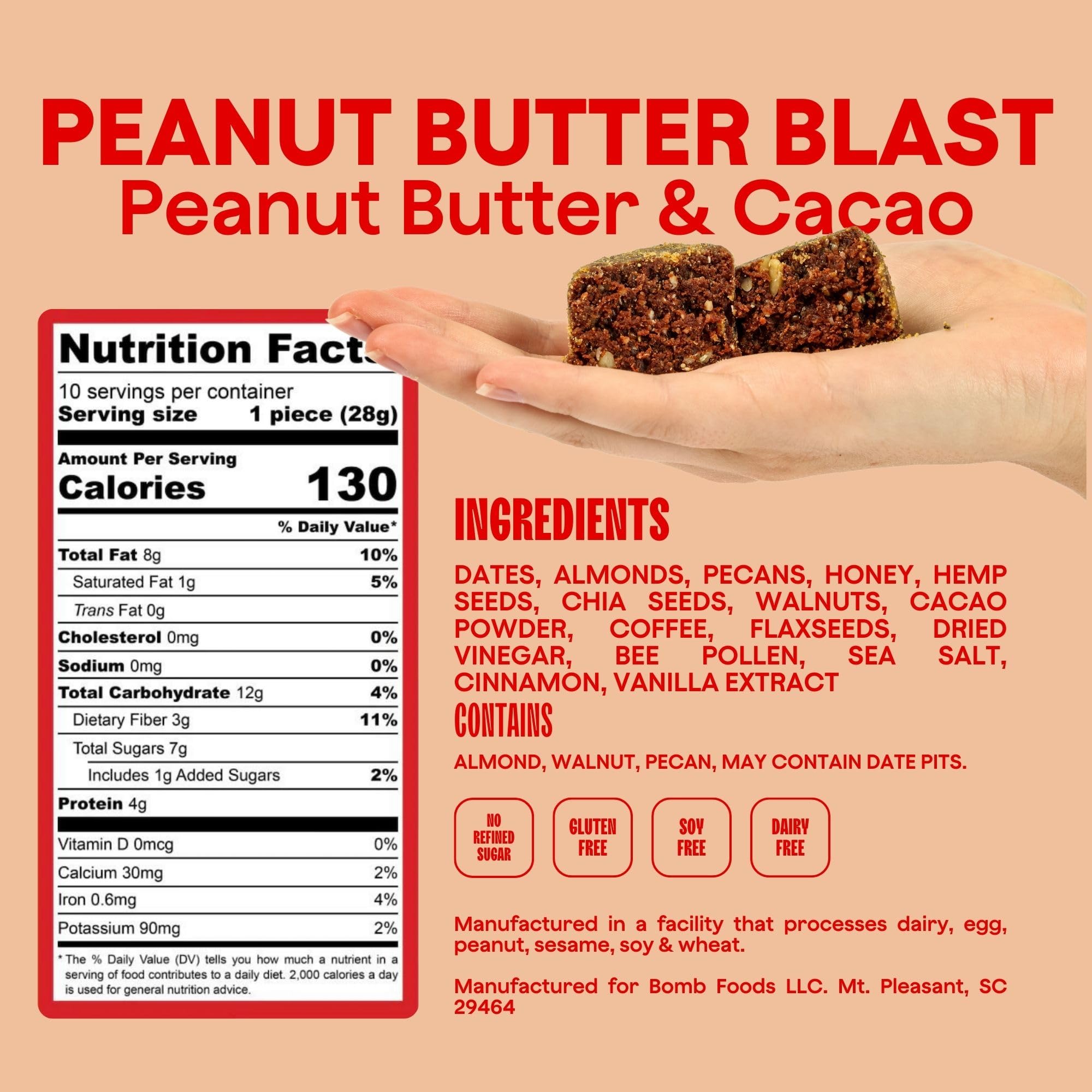 Blender Bombs by The Bomb Co - Glow Better & Peanut Butter Smoothie Boost | High Fiber Superfood Mix with Hemp, Flax & Chia Seeds | 20 Servings | Perfect for Post-Workout Recovery & Healthy Breakfast Smoothies