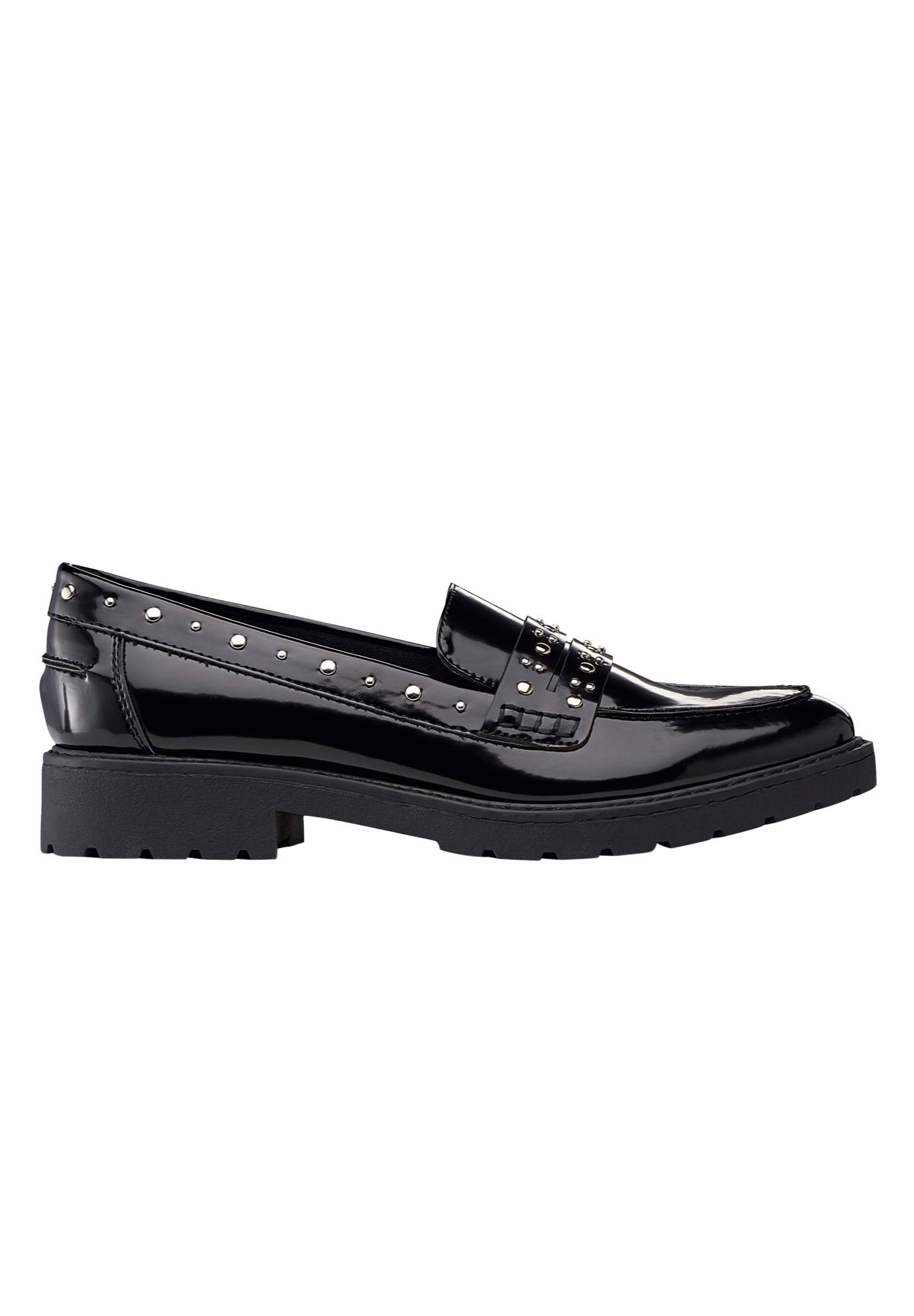 Ellos Women's Wide Width Studded Loafers - Comfortable Slip-On Shoes for Work, Casual & Office Wear - Stylish & Supportive Footwear for Wide Feet