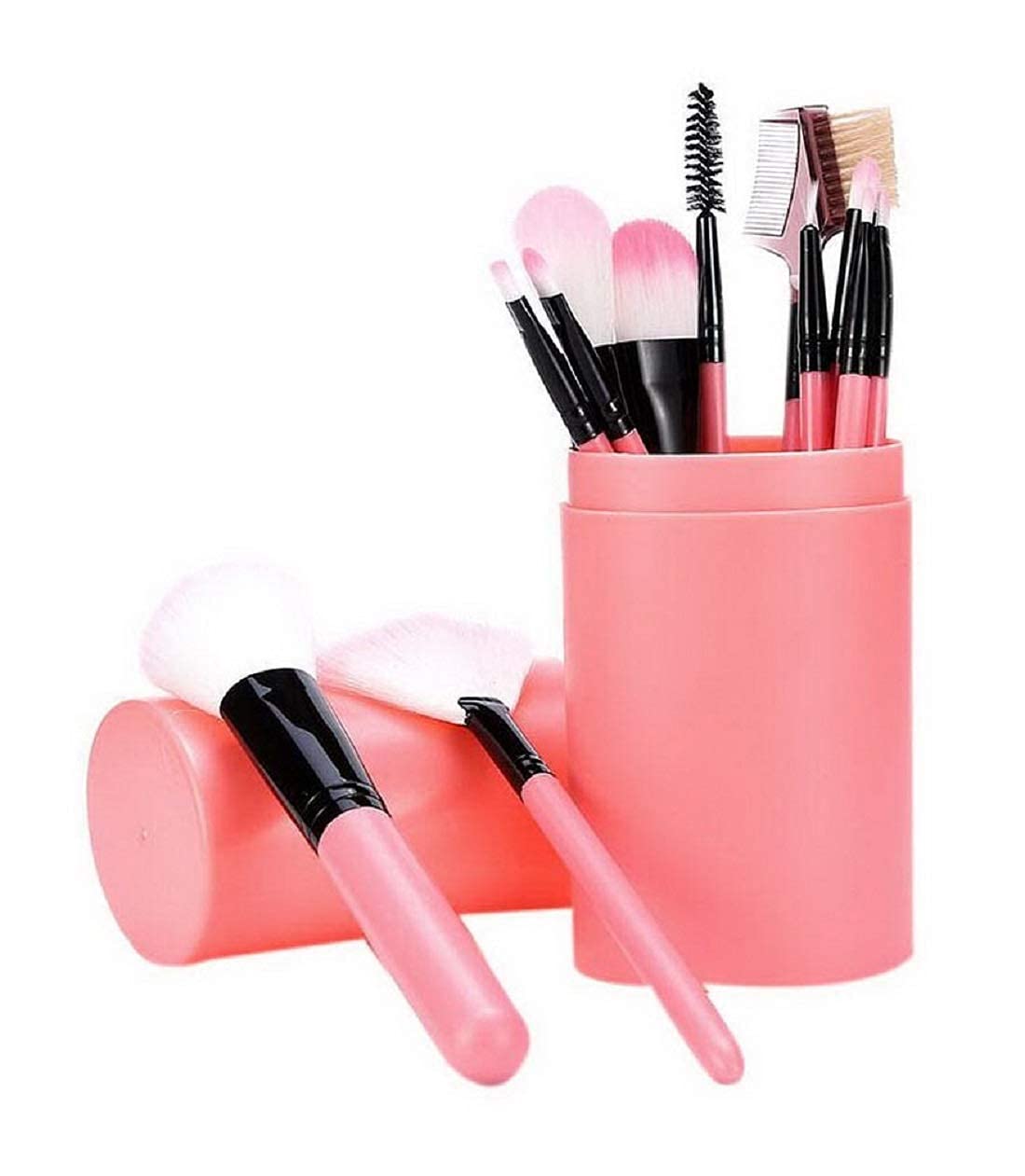 12-Piece Professional Makeup Brush Set for Foundation, Eyeshadow, Blush & Contouring - Includes Storage Case (Light Pink) - Perfect for Travel, Home & Professional Makeup Artists