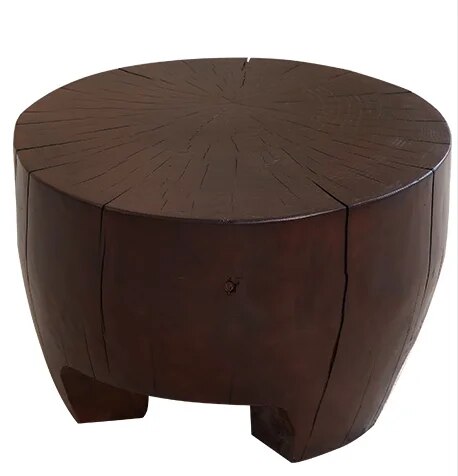 Rustic Tree Trunk Solid Wood Coffee Table - Natural Round Log Side Table for Living Room, Cabin & Outdoor Patio Furniture