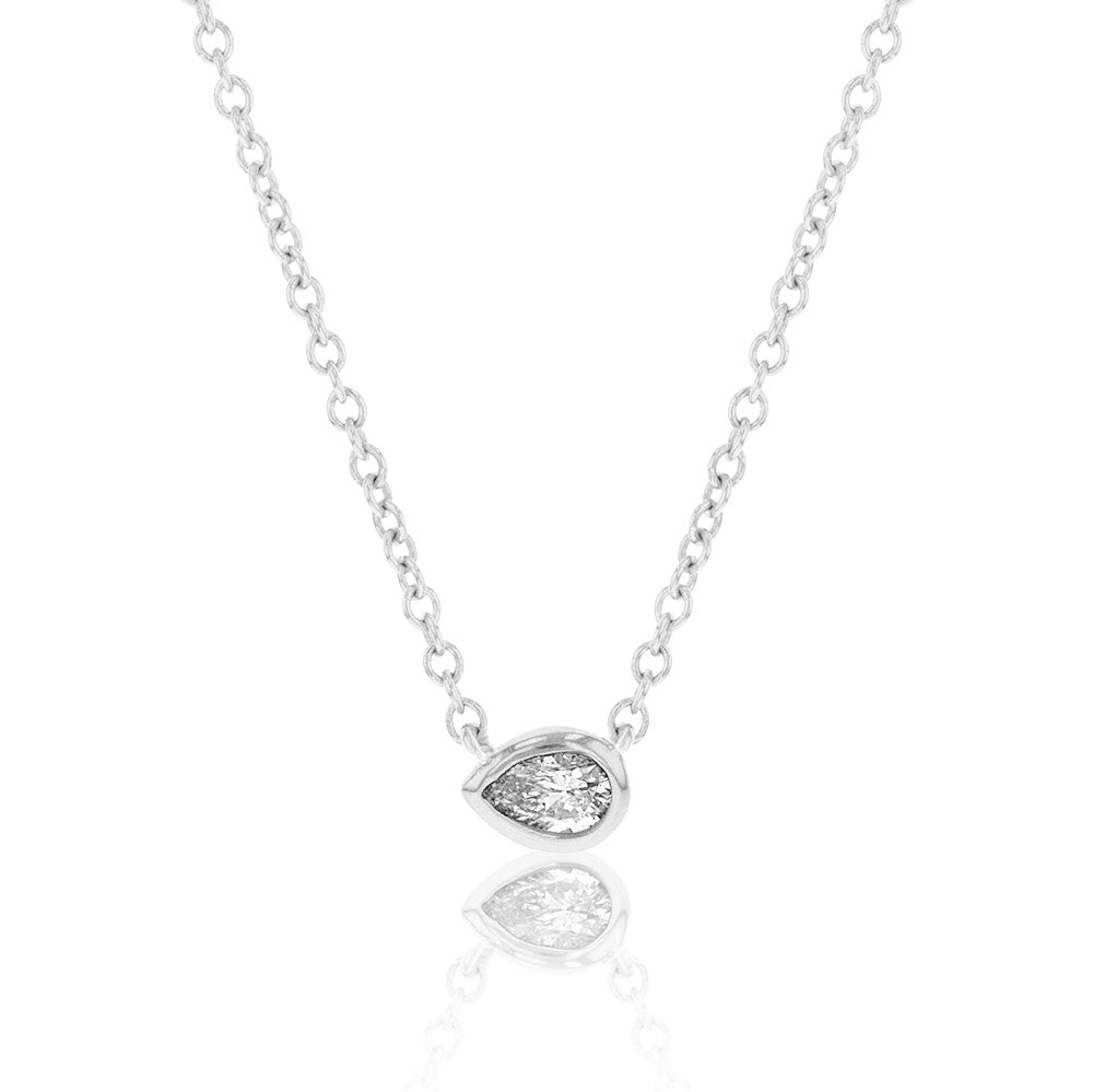 14K White Gold 1/10 Carat Diamond Pendant Necklace with 45cm Chain - Elegant Jewelry Gift for Women, Perfect for Anniversaries & Special Occasions