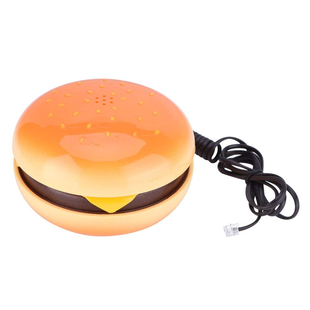 Retro Hamburger Phone - Wired Landline Telephone for Home, Office & Restaurant | Novelty Burger-Shaped House Phone with Fun Design | Perfect Gift for Kids & Burger Lovers | Great for Kitchen Decor, Diner Themed Rooms & 80s Nostalgia Collections