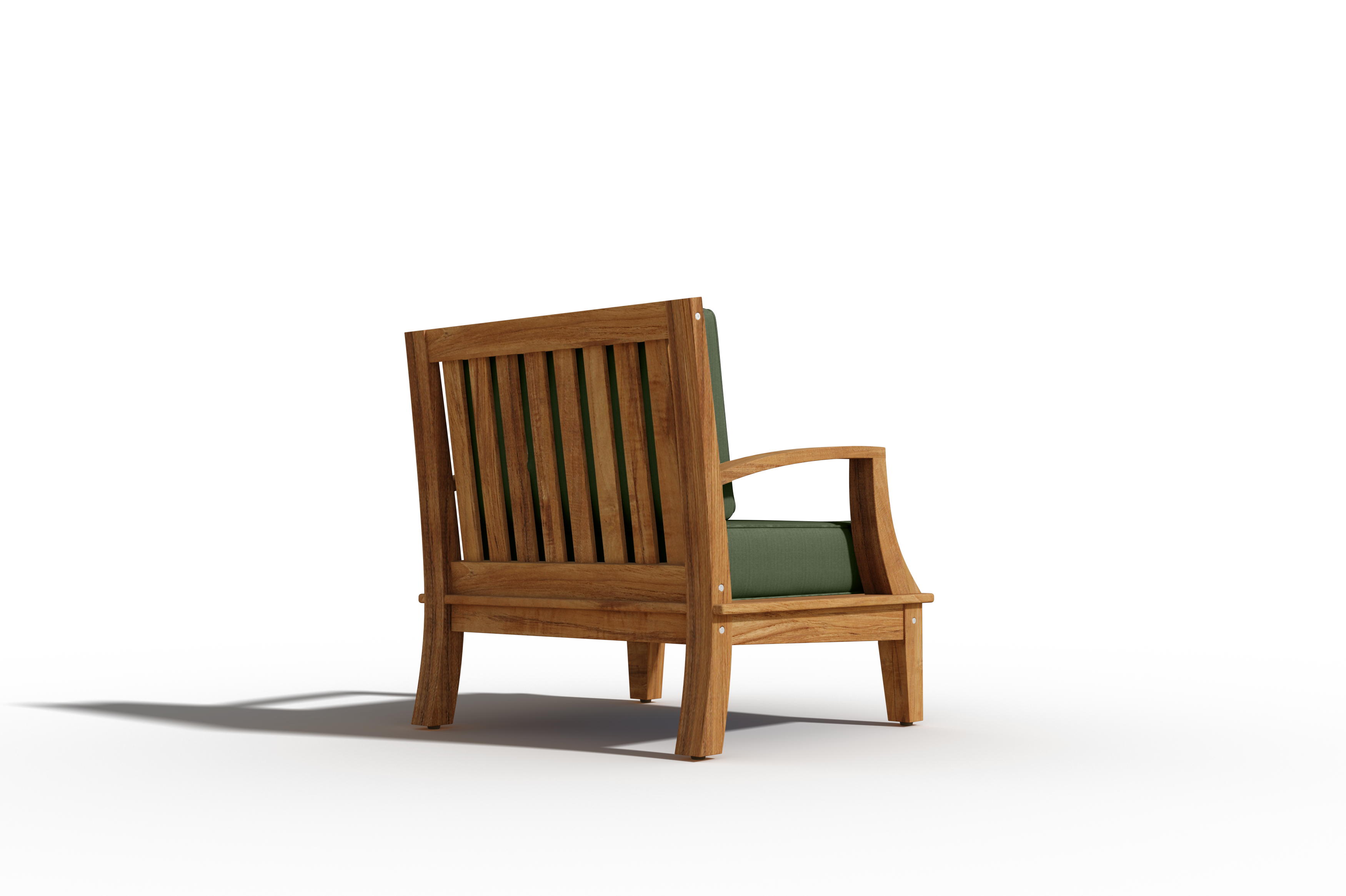 Premium Eliane Teak Outdoor Club Chair with Sunbrella Fern Green Cushion - Weather-Resistant Patio Furniture for Poolside, Garden & Backyard Relaxation