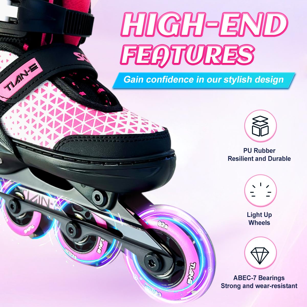 Adjustable Inline Skates for Kids - 2-in-1 Convertible Rollerblades for Boys & Girls | Perfect for Outdoor Play, Skate Parks & Birthday Gifts