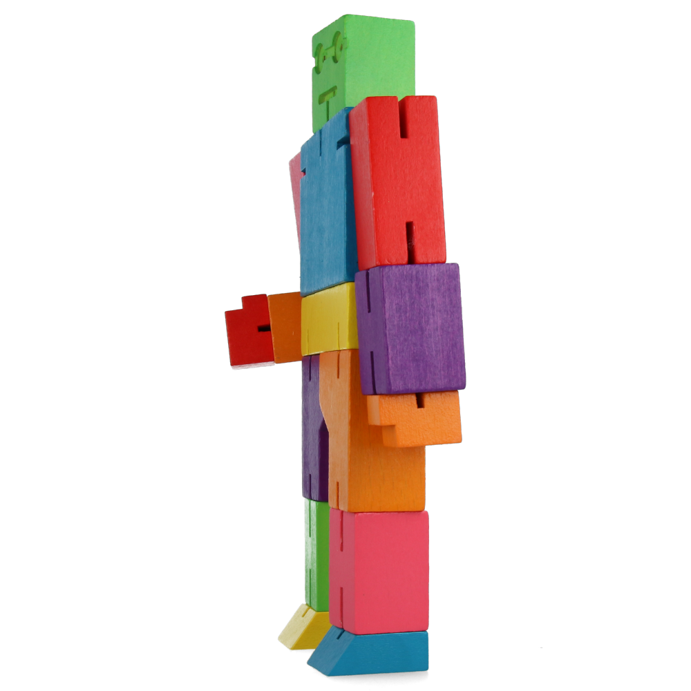 Cubebot Medium Multicolor Wooden Puzzle Toy - Fun Educational STEM Gift for Kids & Adults - Perfect for Home, Office, Classroom & Travel Play