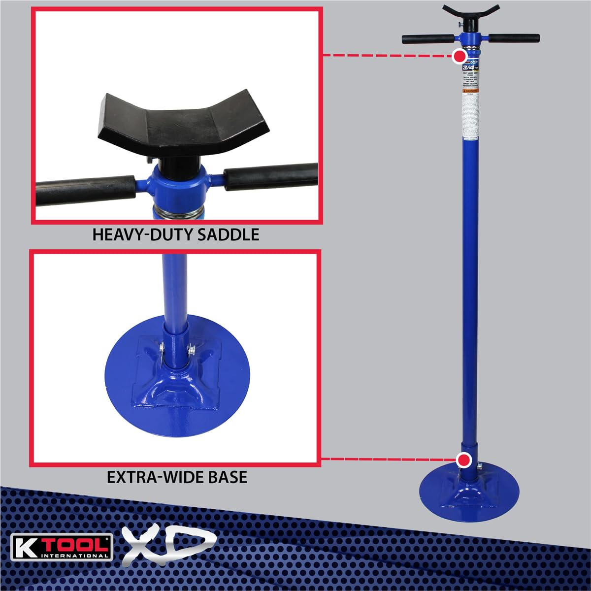 K Tool International 3/4 Ton (1,650 lb.) Heavy Duty Utility Underhoist Stand (XD) - Perfect for Auto Repair Shops & Home Garage Vehicle Maintenance