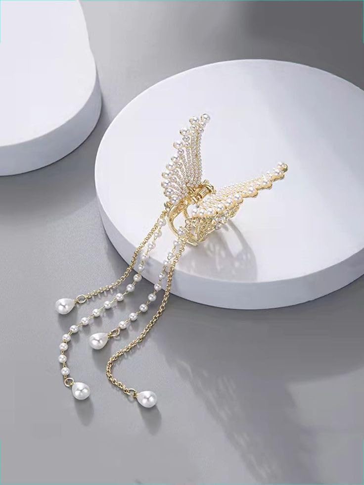 Pearl Butterfly Hair Clips for Women | Wedding Hair Accessories for Bridal & Party