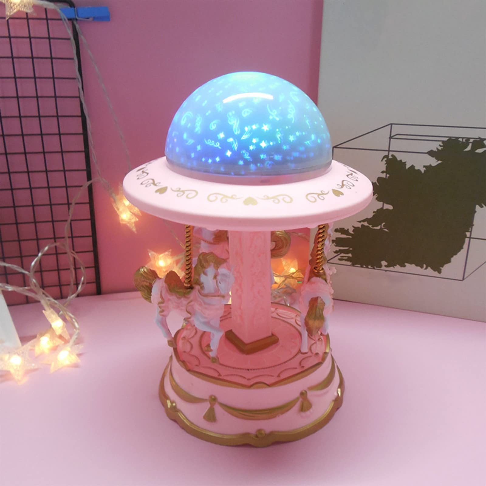NSXCDH Carousel Music Box with Star Projection - Creative Rotating Lantern for Home Decor, Birthday, Anniversary & Valentine's Day Gifts for Wife, Girlfriend, Daughter, Mom, Son & Kids | Perfect for Bedroom Night Light, Romantic Ambiance & Special Occasions