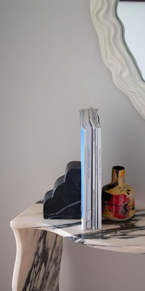 Elegant Nero Marble Cloud Bookend - Stylish Book Holder for Home Office & Library Decor - Perfect for Organizing Books, Shelves, and Desks