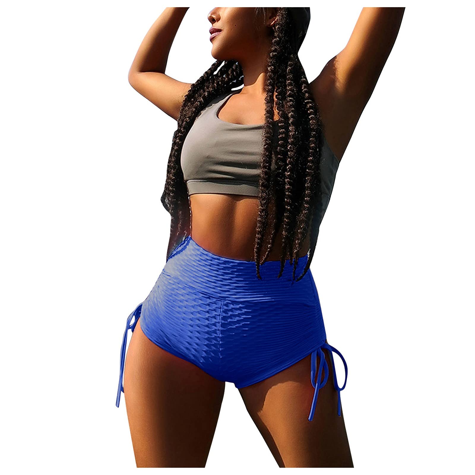 Women's Pleated Yoga Shorts - High Waist Solid Color Bandage Fitness Pants with Pockets for Workout, Running & Lounge | Casual Athletic Wear for Yoga, Gym & Everyday Comfort