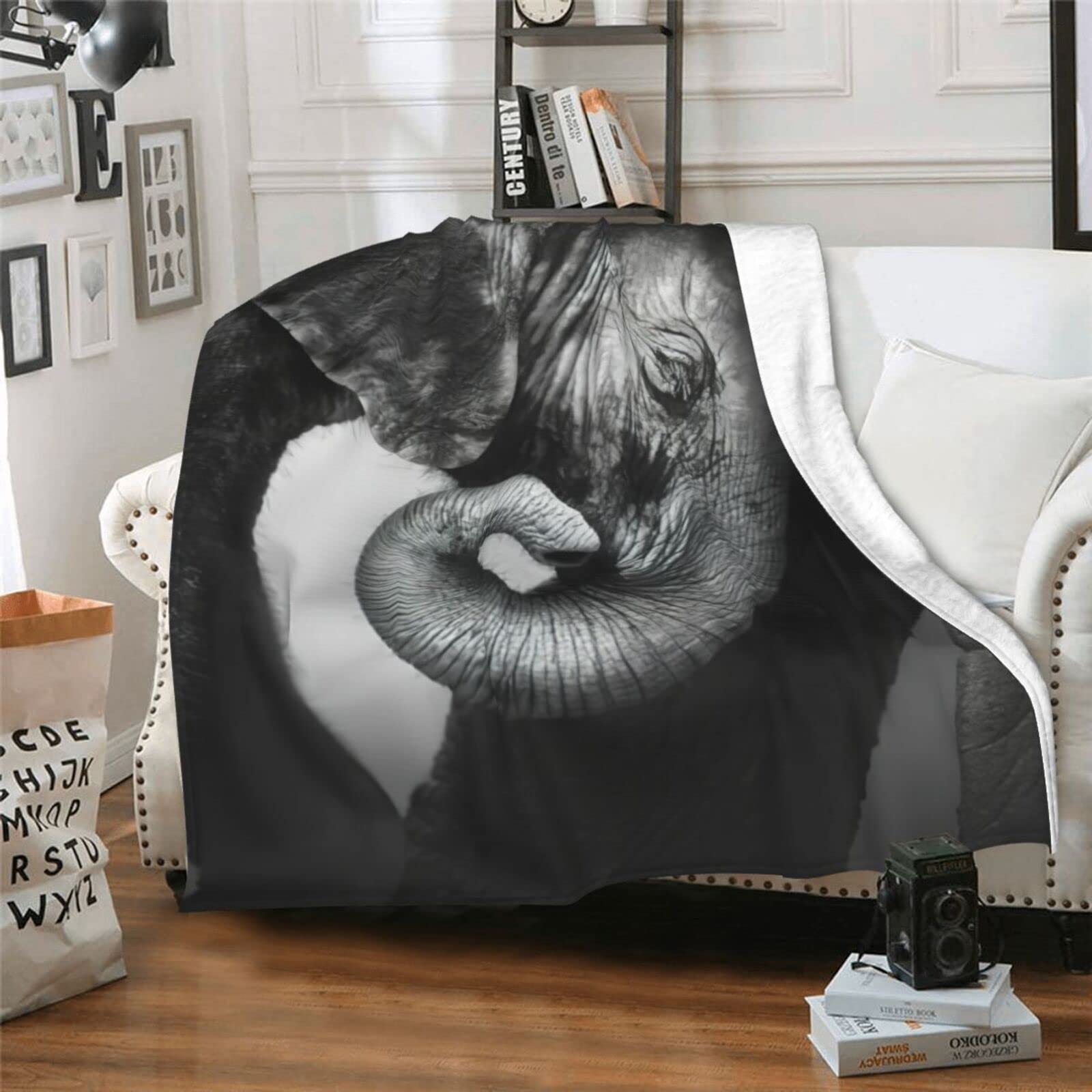Ultra-Soft Baby Elephant & Mother Fleece Throw Blanket - Warm Micro Fleece Blanket for Adults, Bed, Couch & Living Room - Perfect for Cozy Nights, Gift Giving and Home Decor