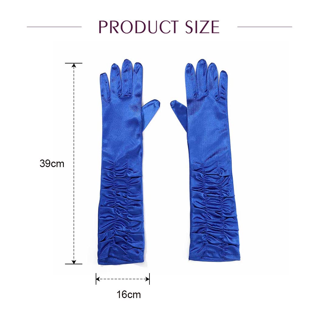 Long Elastic Stain Gloves - Fashionable Colored Arm Sleeves for Women & Girls | Costume Accessories for Parties, Cosplay & Evening Events (Blue)