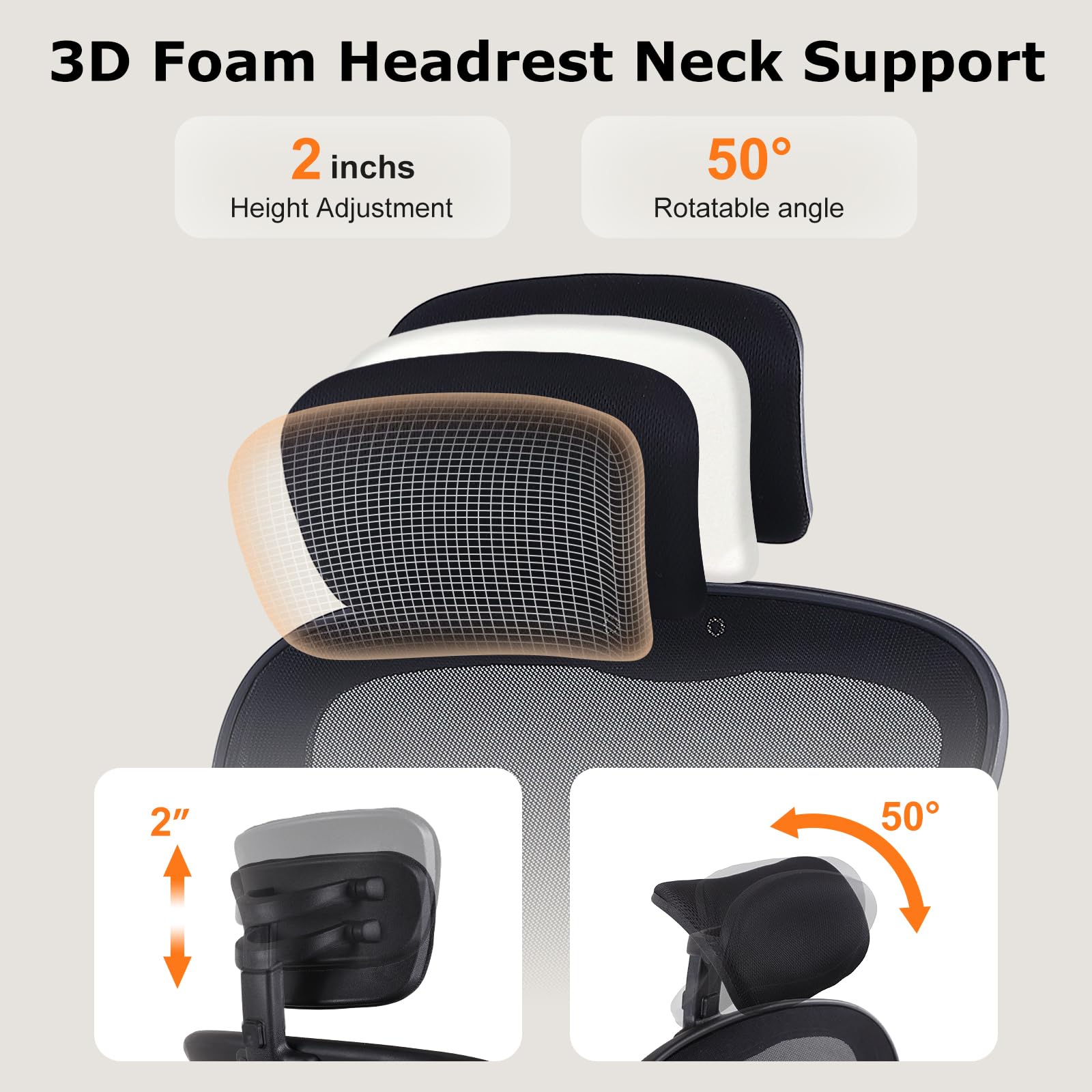 Ralex-Chair Ergonomic Office Chair with Adjustable Headrest & Lumbar Support - Flip-Up Armrests Desk Chair for Home, Office & Conference Room - Perfect for Long Work Hours, Gaming & Video Calls