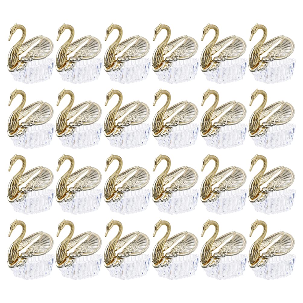 24Pcs Swan-Shaped Wedding Candy Boxes - Fillable Golden Gift Pouch for Bridal Shower, Party Favors & Wedding Decorations - Perfect for Candy, Jewelry or Small Gifts