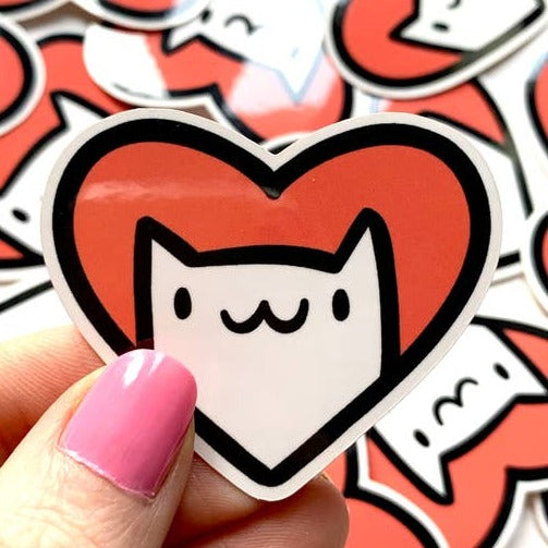 Cat Heart Mini Stickers - Adorable Pet Lover Decals for Laptops, Water Bottles & DIY Crafts - Cute Cat-Themed Stickers for Scrapbooking, Journals & Gifts