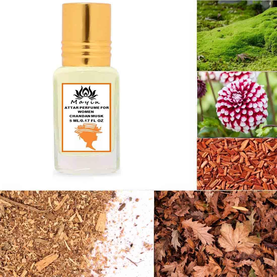 Mayin Chandan Musk (5ML) Pure Attar Perfume Oil for Women - Long Lasting Sandalwood Scent for Daily Wear, Meditation & Special Occasions