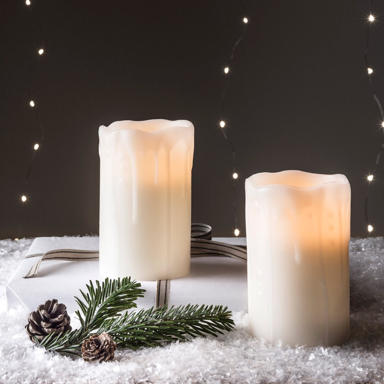 2 Pack LED Battery Operated Wax Candles with Timer - Realistic Melted Wax Effect for Romantic Dinners, Weddings & Home Decor