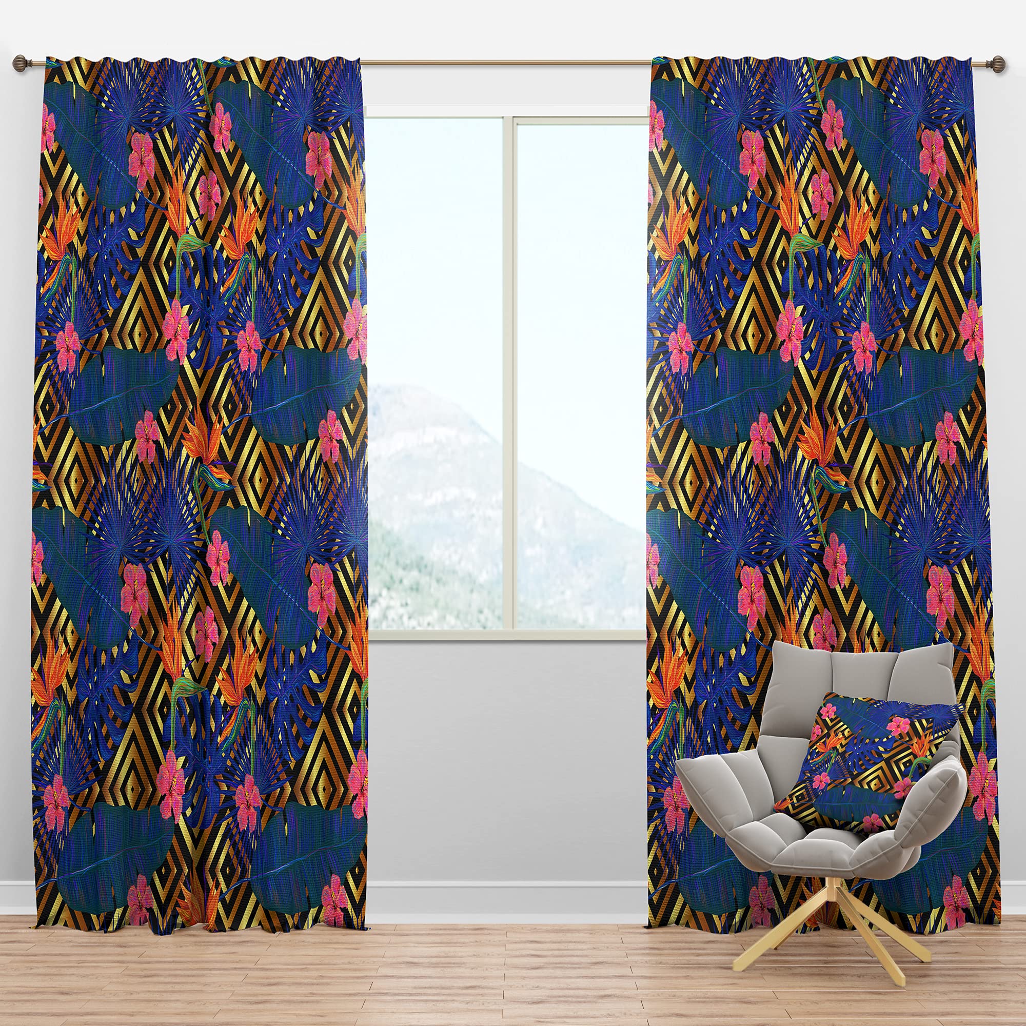 DesignQ Blackout Curtains - Thermal Insulated Abstract Retro Design Single Panel (52x120 inches) for Bedroom & Living Room - Perfect for Home Theater, Night Shift Sleepers & Energy Savings