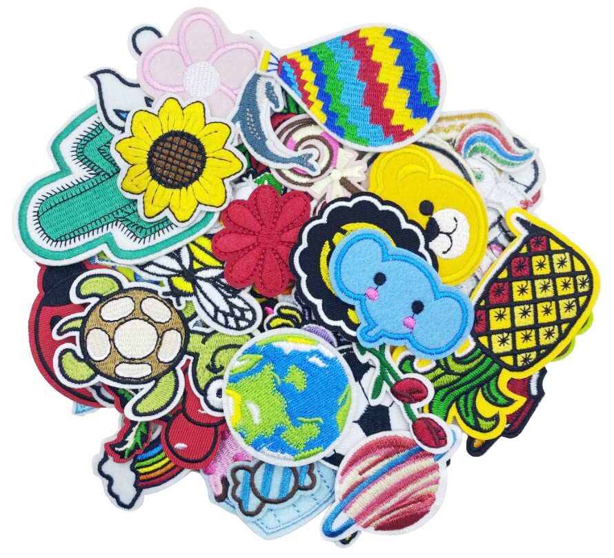 U-Sky 60pcs Iron On Patches for Clothes - Sew or Iron On Embroidered Patches for Jackets, Jeans, Bags & Backpacks | Random Assortment DIY Clothing Repair & Customization | Perfect for Denim Jackets, School Backpacks & Fashion Accessories