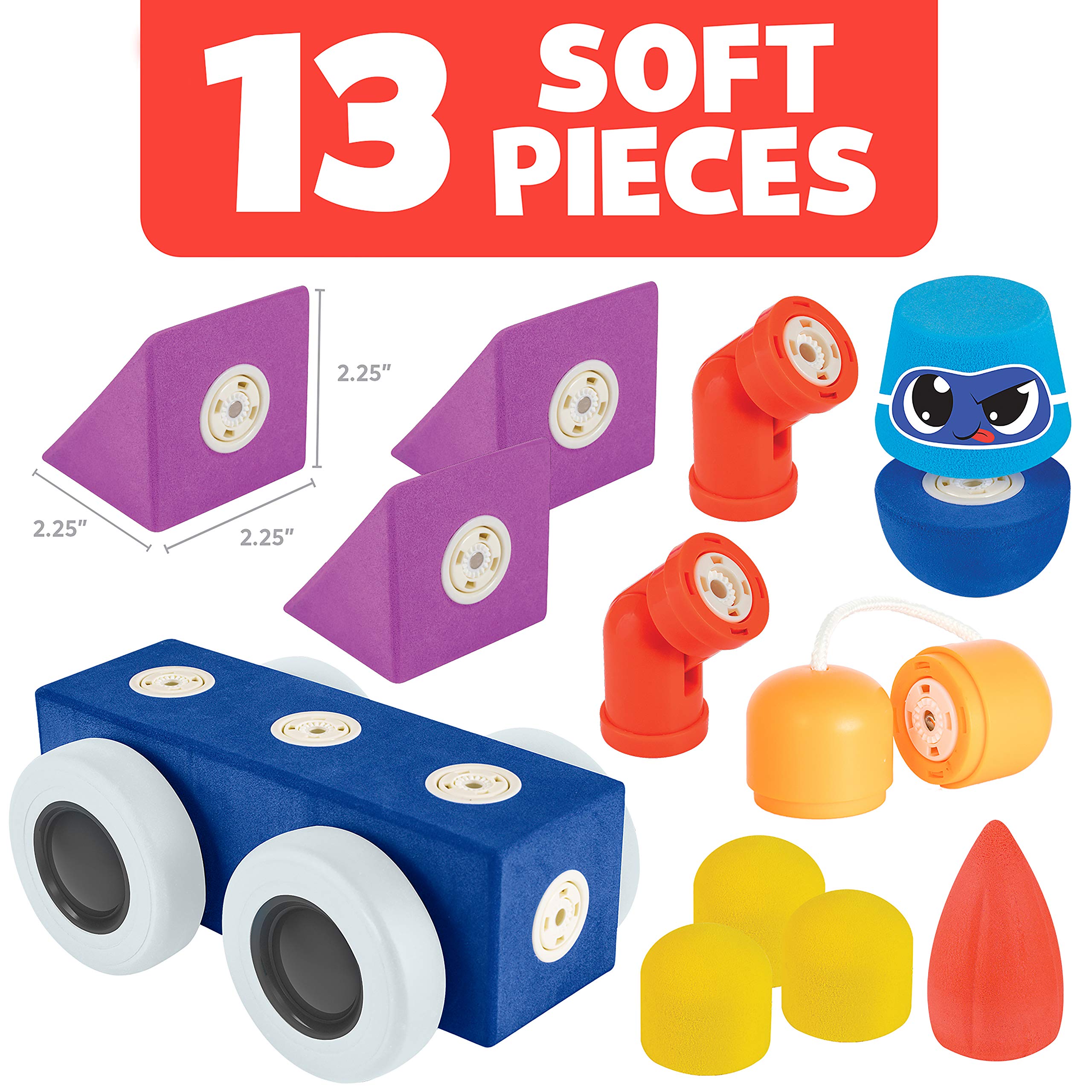 Magnetic Foam Building Blocks for Kids - STEM Educational Toys for Toddlers Ages 3-6, Safe Bath Toys for Boys & Girls - Roadster Set with Engineering Play for Preschool Learning | Perfect for Bathtime Fun & Classroom STEM Activities