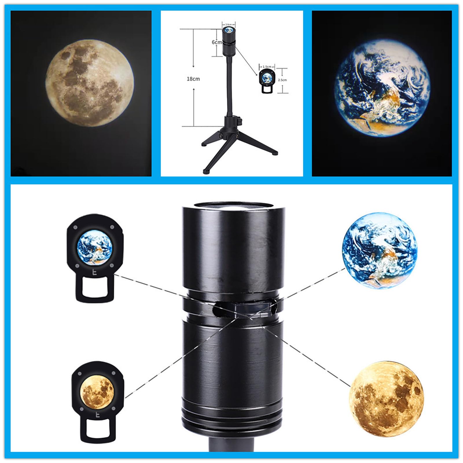 Xbiez 3D Moon Lamp with Earth Projection - USB Plug-in Night Light for Bedroom Decor, Romantic Gifts & Home Ambiance | Perfect for Nursery, Date Nights & Relaxation