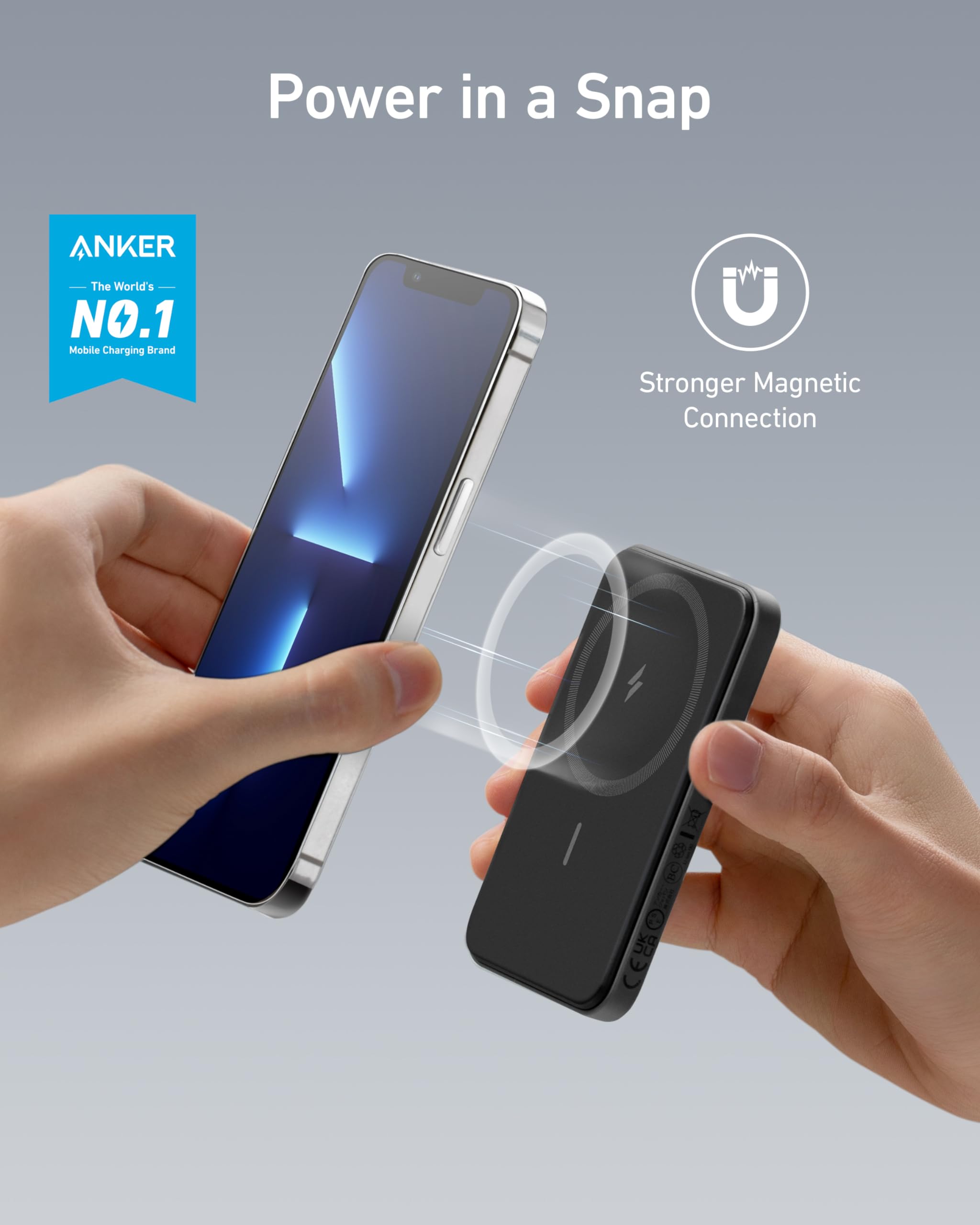 Anker Magnetic Portable Charger 10,000mAh Power Bank - 30W Fast Charging Wireless Battery Pack for iPhone 15/14/13/12, Samsung Galaxy - Perfect for Travel, Work & Outdoor Adventures