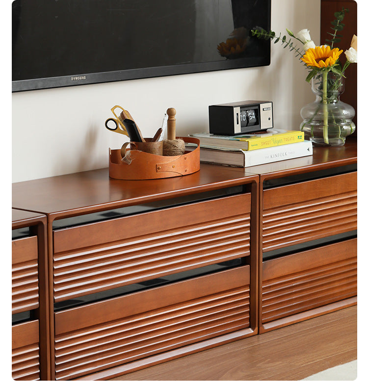 Solid Wood Medieval Floor TV Cabinet - Black Walnut, Cherry, Poplar - Perfect for Living Room, Bedroom & Home Theater Setup