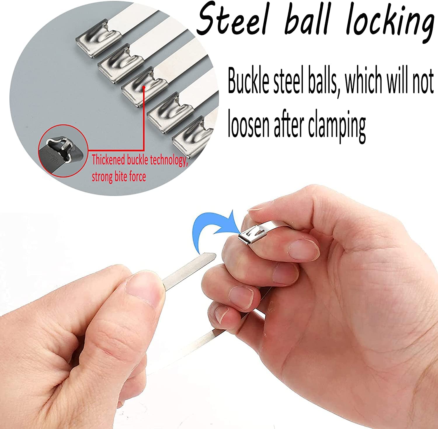 Arespark 200 Pack Stainless Steel Cable Ties - 300 x 4.6mm Rustproof Metal Zip Ties with Self-Locking Mechanism - Heavy Duty Wire Ties for Exhaust Reel, Cable Management, Garden Care, Awning & Industrial Use - Silver White