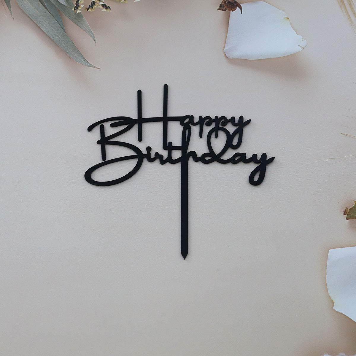 Happy Birthday Cake Topper - Elegant Black Acrylic Party Decor for Birthdays, Anniversaries & Celebrations | Perfect for Cakes, Cupcakes & Dessert Tables