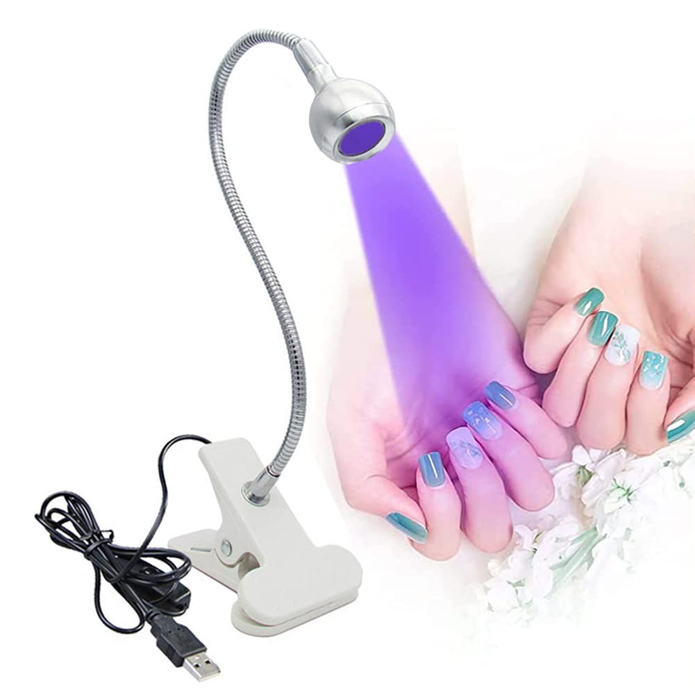 Mini UV LED Nail Lamp - 3W Portable Gel Nail Dryer with Flexible Gooseneck & Clamp for Professional Manicures | Perfect for Home Nail Art, Resin Curing & DIY Gel Polish Application