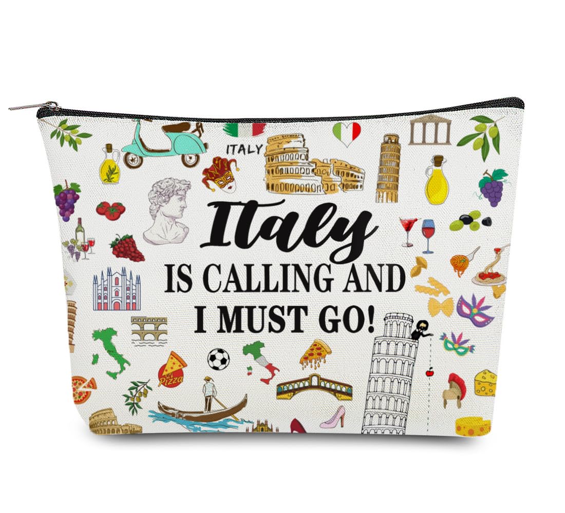 Italy Travel Makeup Bag - Rome Themed Cosmetic Pouch for Besties & Travel Lovers | Perfect Toiletry Organizer for Italy Trips