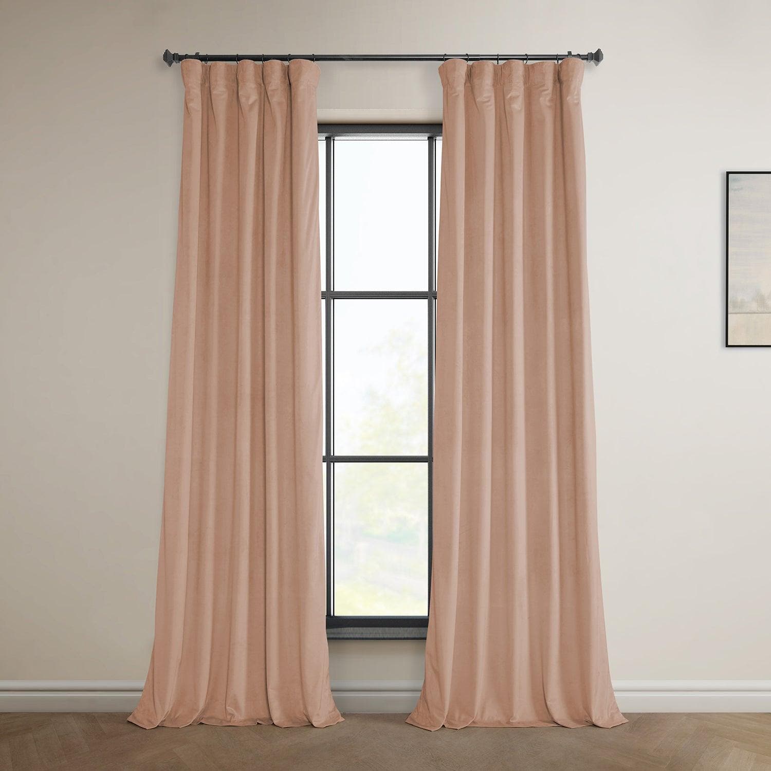 Peach Blossom Heritage Plush Velvet Blackout Curtains for Bedroom & Living Room - Thermal Insulated Noise Reducing Window Drapes for Home Decor