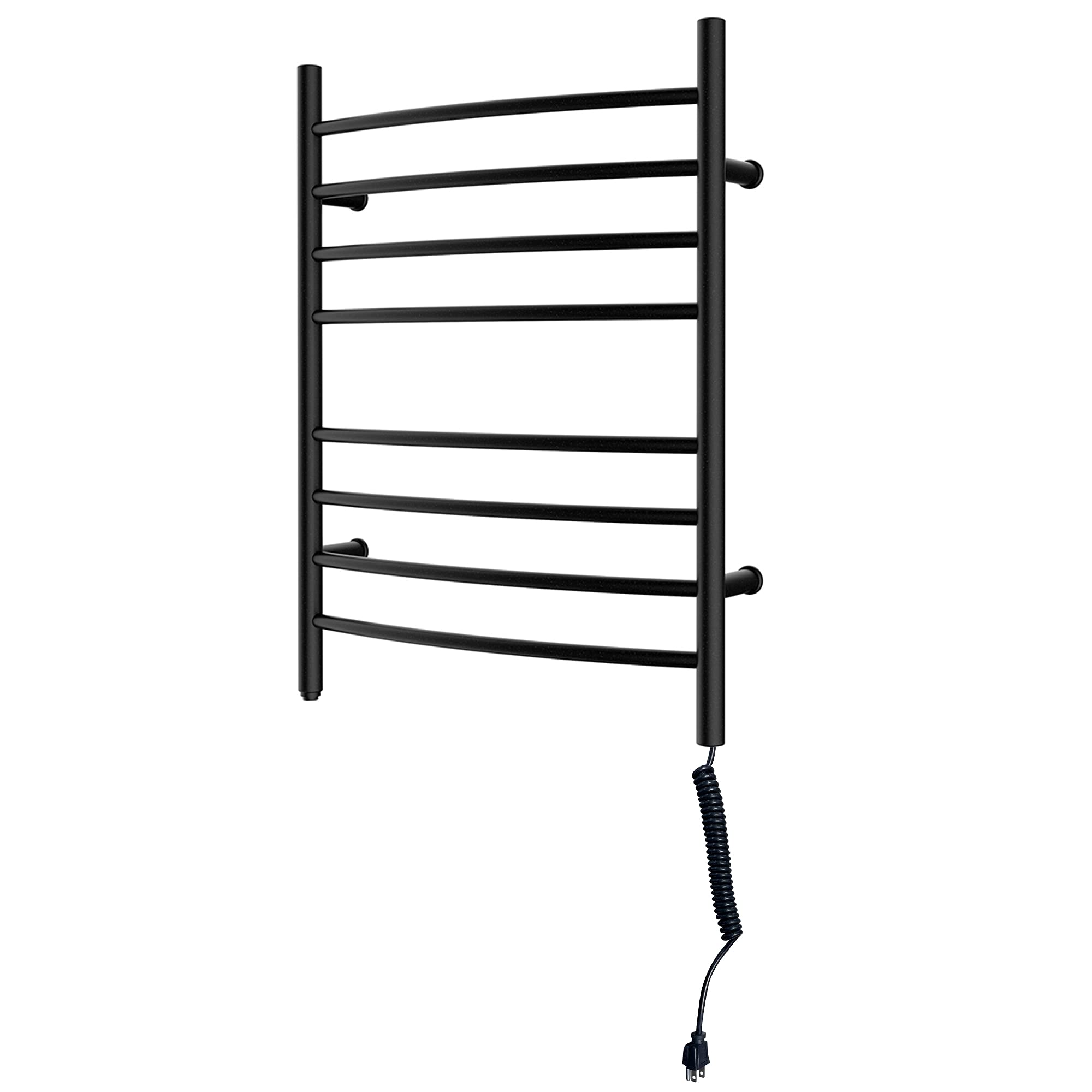 HEATGENE 8-Bar Plug-In Heated Towel Warmer & Rack - Matte Black | Fast Warming Bath Towel Heater for Spa, Bathroom & Luxury Home Use
