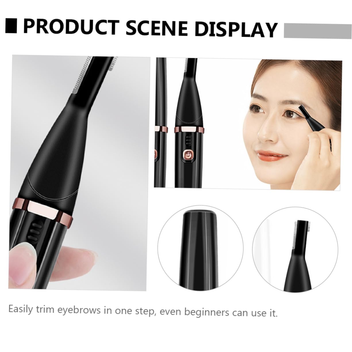 1 PC Electric Eyebrow Trimmer - Rechargeable Eyebrow & Facial Hair Shaver for Women & Men - Painless Hair Remover for Eyebrows, Mustache & Face Grooming - Black ABS Design - Perfect for Travel, Home & Salon Use
