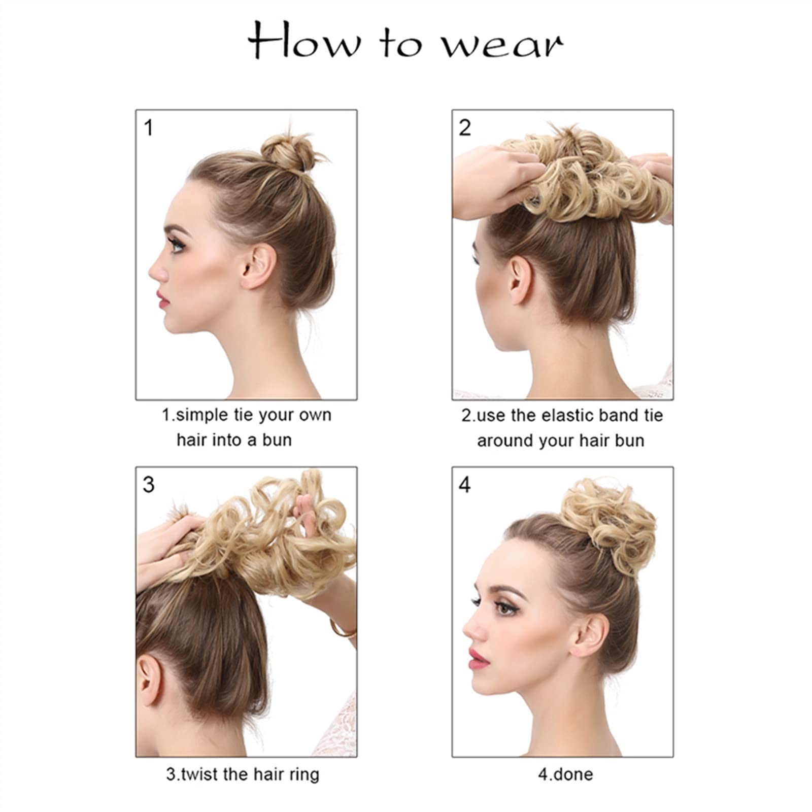 1PC Synthetic Hair Bun Extension - Messy Curly Elastic Scrunchies Hairpiece for Women | Chignon Donut Updo | Light Ash Brown | Perfect for Parties, Weddings & Everyday Styling