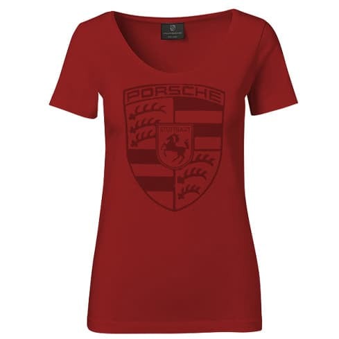 Porsche Crest Women's T-Shirt - Premium Cotton Vintage Logo Tee - Red Casual Shirt for Women - Perfect for Streetwear, Casual Outfits & Porsche Fans