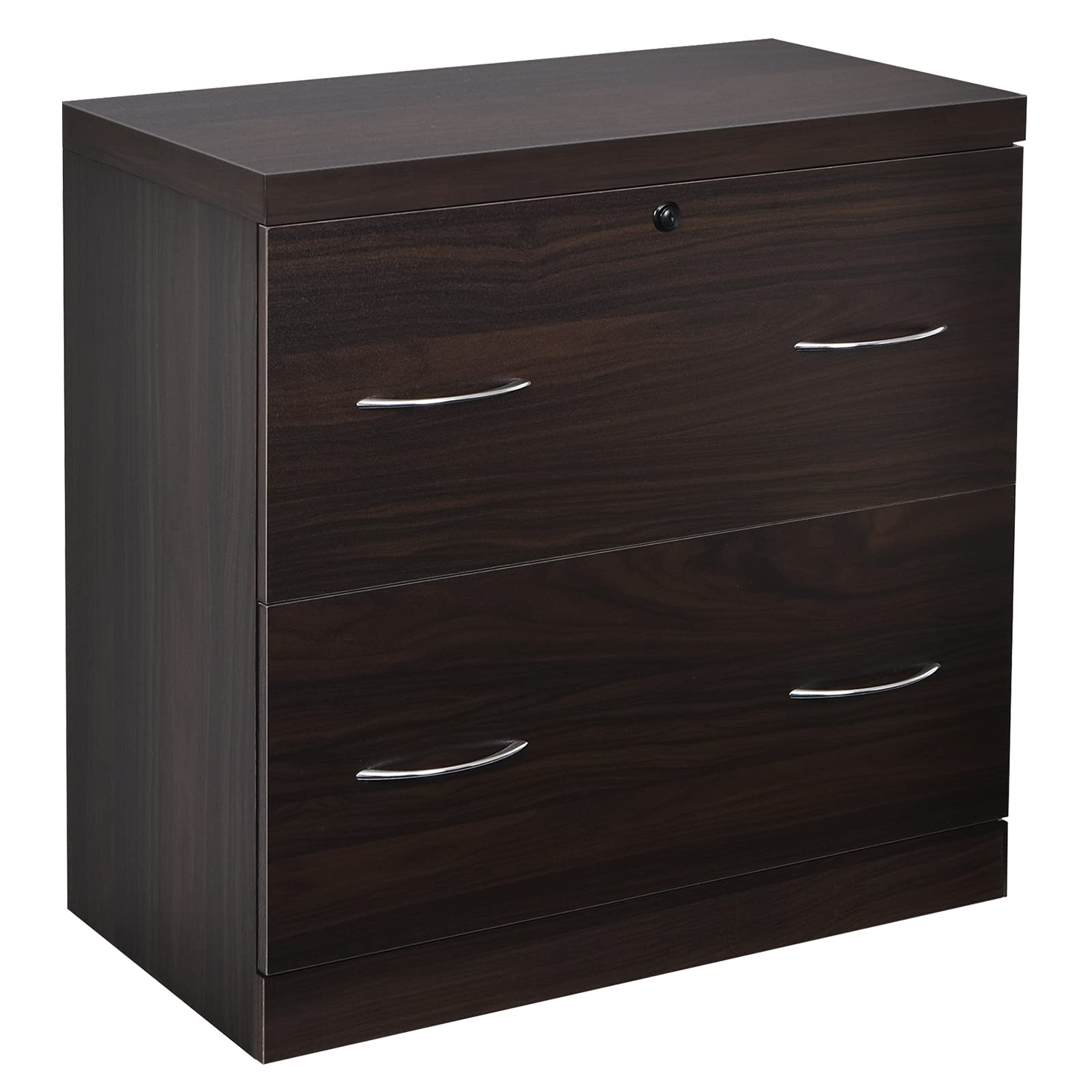 Giantex 2-Drawer Lateral File Cabinet with Lock - Heavy Duty Metal Storage Cabinet for Home & Office - Organize Documents, Books, Photos | Perfect for Office, Library, and Home Decor (Brown)