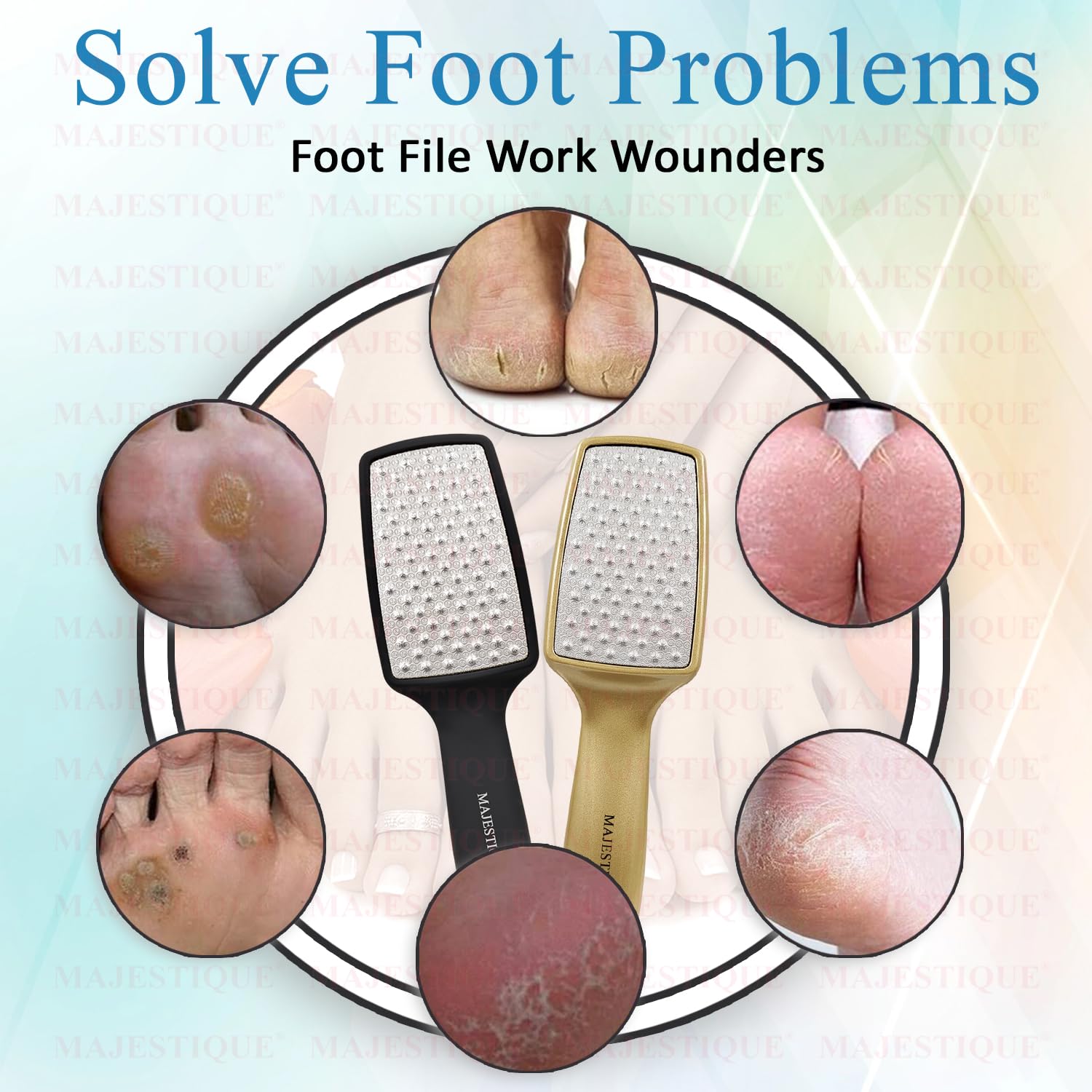 MAJESTIQUE Professional Pedicure Foot File & Callus Remover - Laser-Cut Stainless Steel Foot Scrubber for Dead Skin Removal - Safe & Effective Leg Care Tool for Smooth Feet - Perfect for Home Spa, Pedicure & Foot Care Routine (Color May Vary)