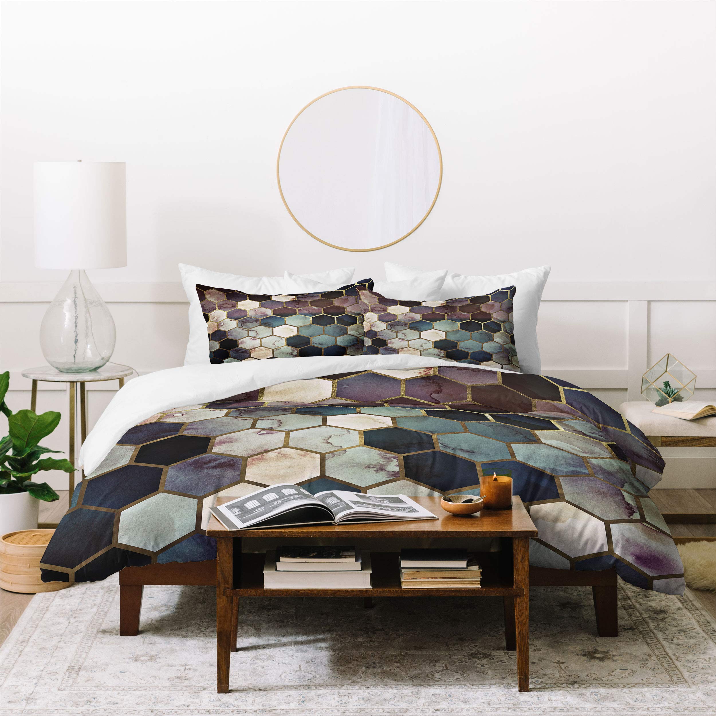 Monika Strigel Hexagon Duvet Cover Set - Marble Design for Bedroom Decor