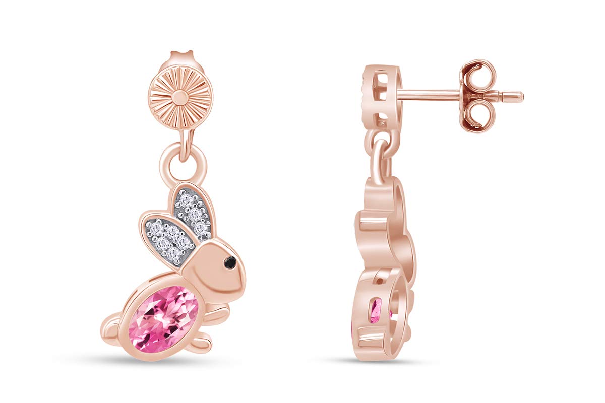 14K Gold Over Sterling Silver Rabbit Drop Earrings for Women - Easter Bunny Jewelry Gift for Her, Birthday, Party & Holiday Occasions