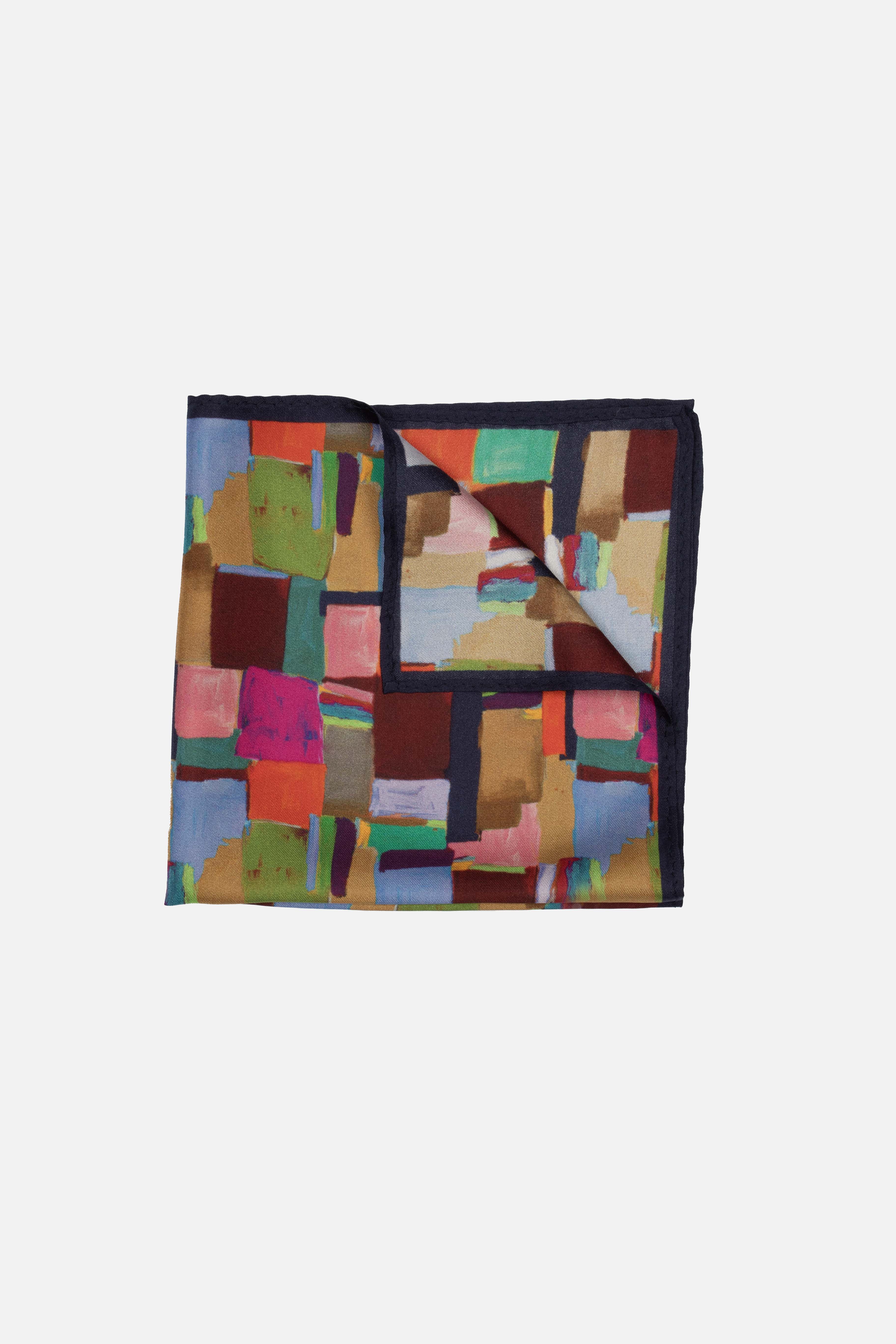 Luxury Silk Pocket Square for Men - Elegant Paint Patch Design - Perfect for Weddings, Business & Formal Events