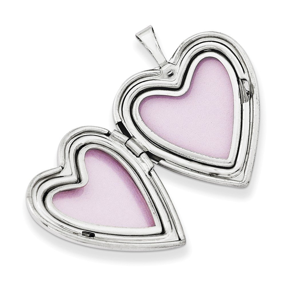 Jewels By Lux Sterling Silver Rhodium-Plated 20mm Quilted Heart Locket Pendant - Perfect for Valentine's Day Gifts, Anniversary Presents & Everyday Elegant Jewelry