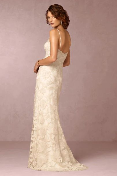 BHLDN Tadashi Shoji Montana Wedding Dress - Elegant Lace Bridal Gown for Bride, Perfect for Church Ceremony & Outdoor Wedding Photos