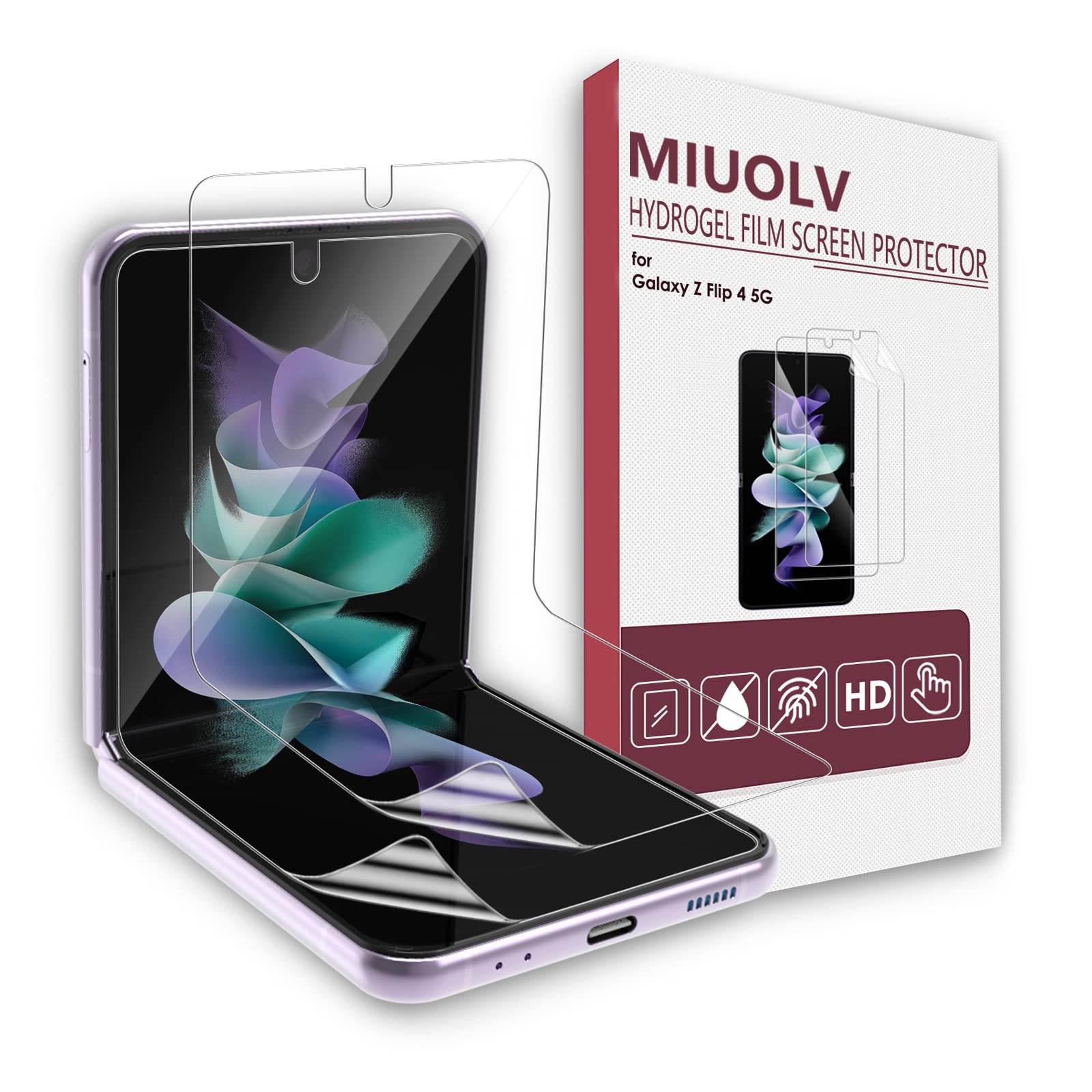Samsung Galaxy Z Flip 4 Screen Protector 2 Pack - Hydrogel Film Full Coverage Soft EPU HD Screen Protector with Scratch Self-Healing & Bubble-Free Technology - Perfect for Everyday Use & Travel Protection