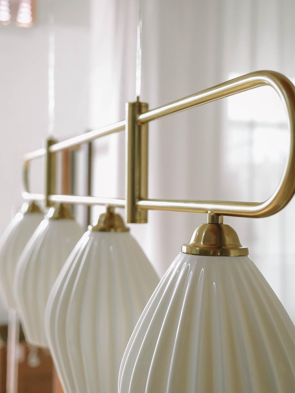 Modern Fin Pendant Light - Adjustable Hanging Ceiling Lamp for Kitchen Island, Dining Room & Bedroom | Industrial Style Lighting Fixture with Vintage Edison Bulbs