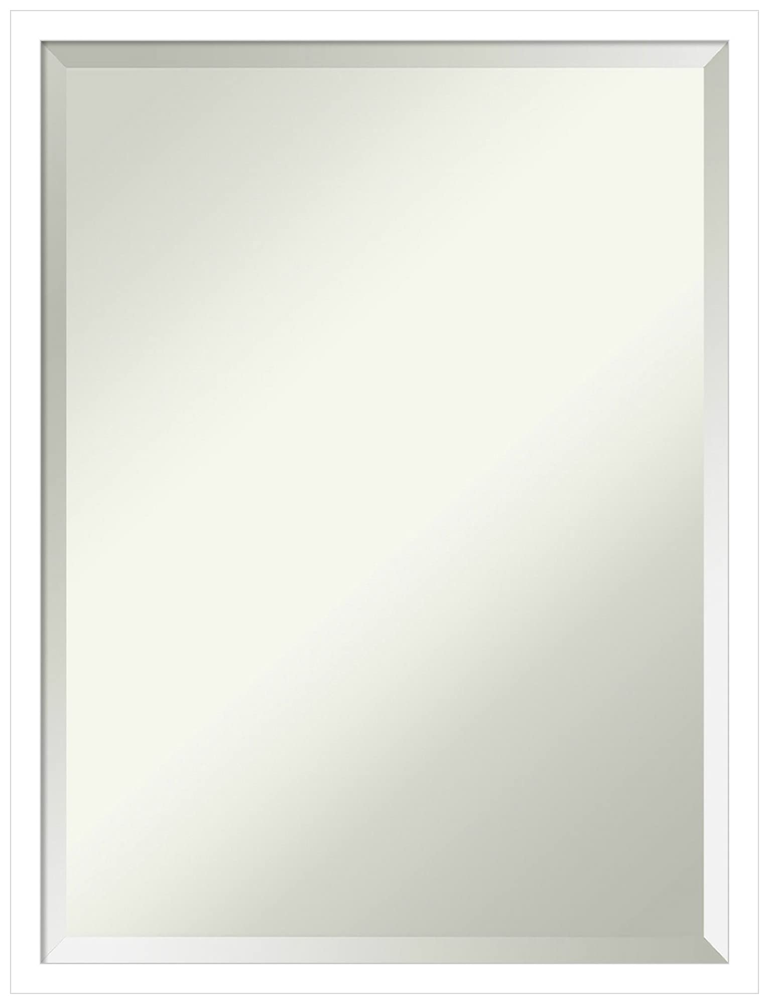 Amanti Art 26x20 Inch White Rectangle Wall Mirror - Modern Wood Frame, Beveled Edge, Horizontal or Vertical Hanging - Perfect for Bathroom, Living Room & Bedroom Decor | Home & Office Wall Art
